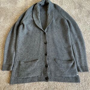 Lacoste Grey Button Cardigan Sweater Cashmere Blend Size 42 L-XL Grandpacore
